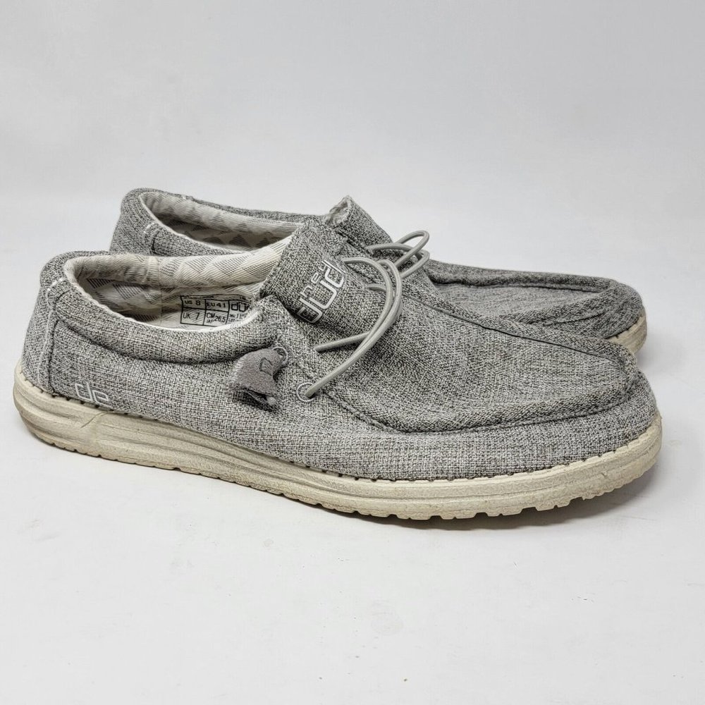 Hey Dude US Size 8 Wally Linen Iron‎ Lightweight Men's Slip On Shoes